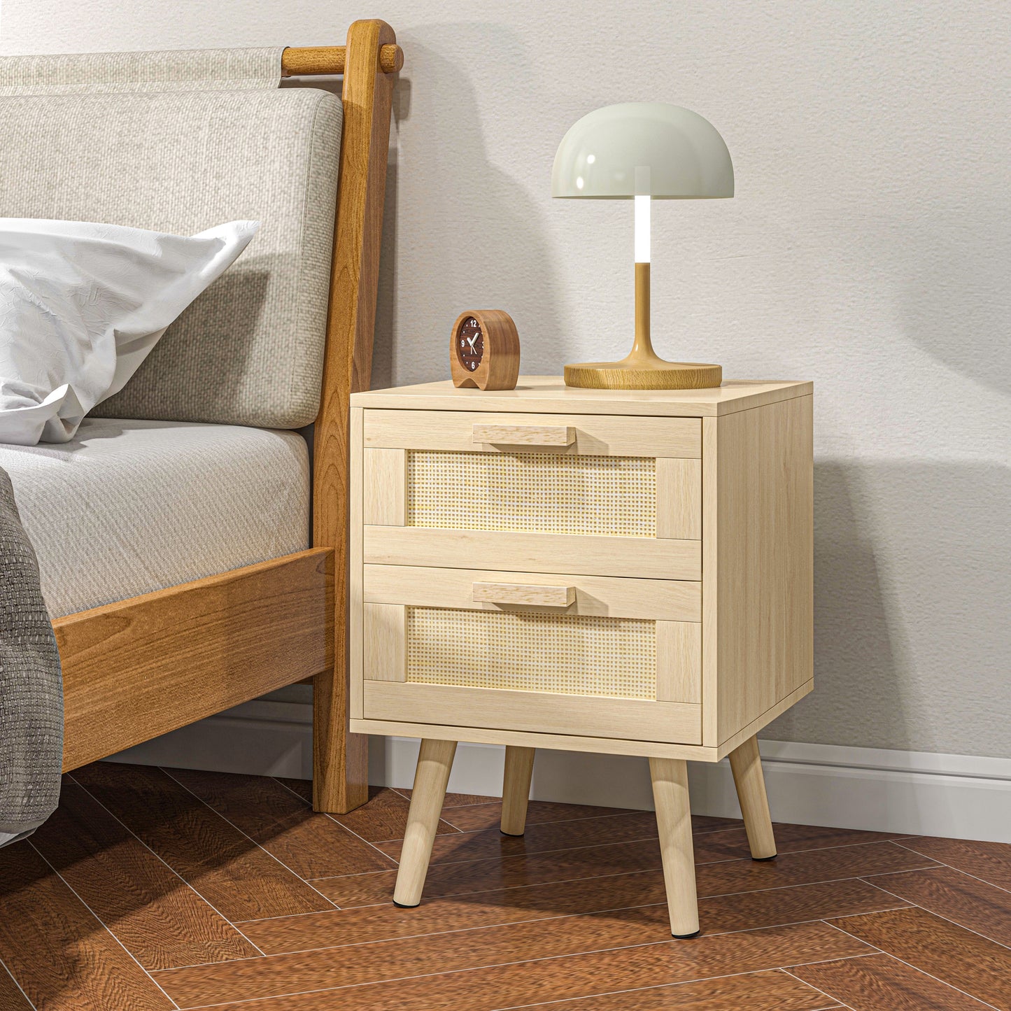 Boho Design Nightstand Set of 2, Side End Table with 2 Drawers for Living Room, Bedroom Bedside Tables   at Gallery Canada
