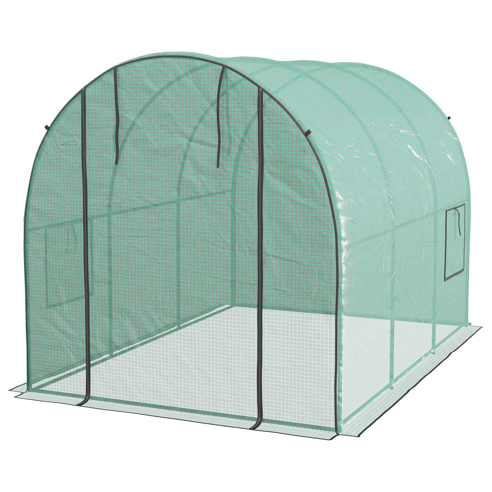 Polytunnel Greenhouse Walk-in Grow House with Plasric Cover, Door, Mesh Window and Steel Frame, 6.6' x 10' x 6.6' Tunnel Greenhouses Green at Gallery Canada