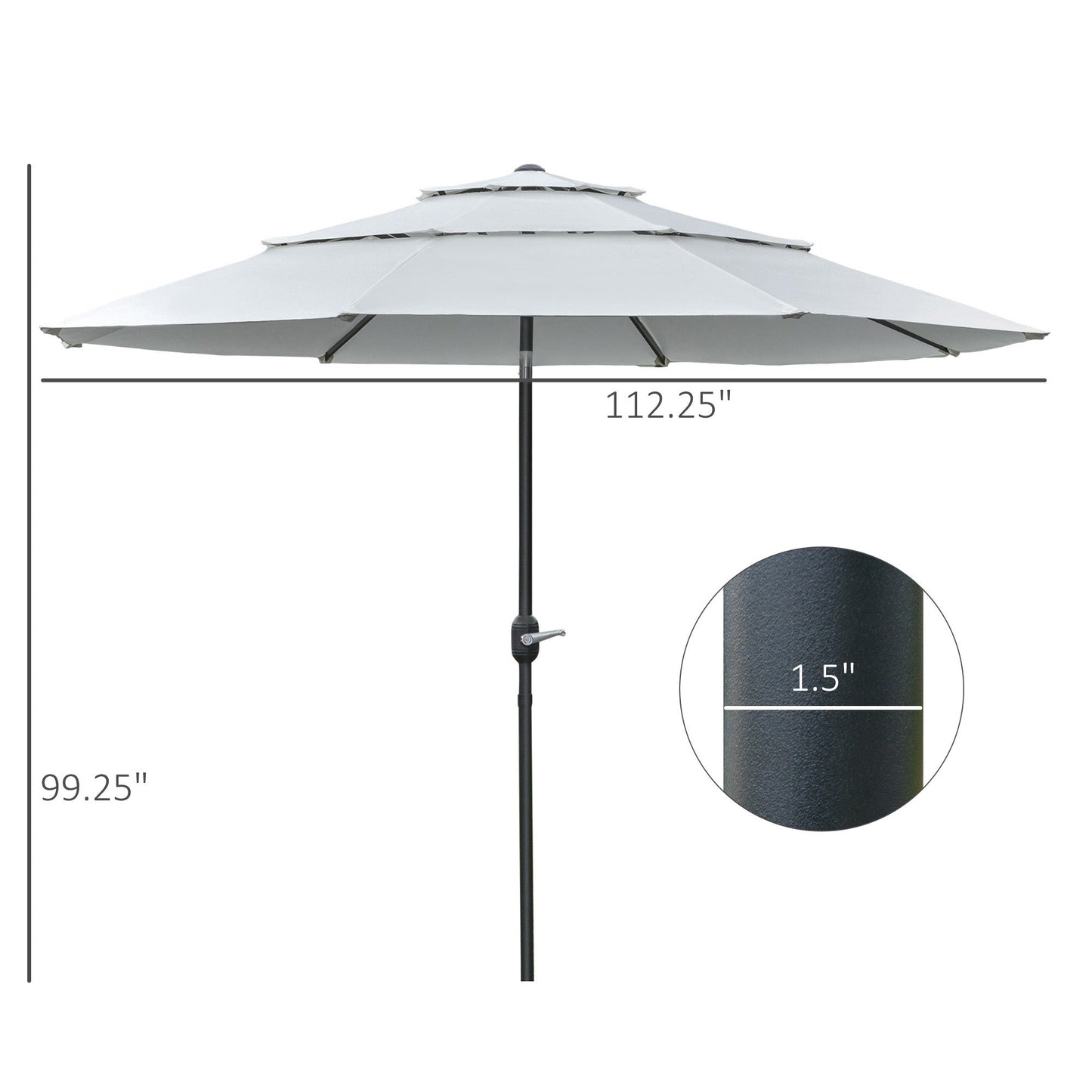 9FT 3 Tiers Patio Umbrella Outdoor Market Umbrella with Crank, Push Button Tilt for Deck, Backyard and Lawn, Cream White Sun Umbrellas   at Gallery Canada