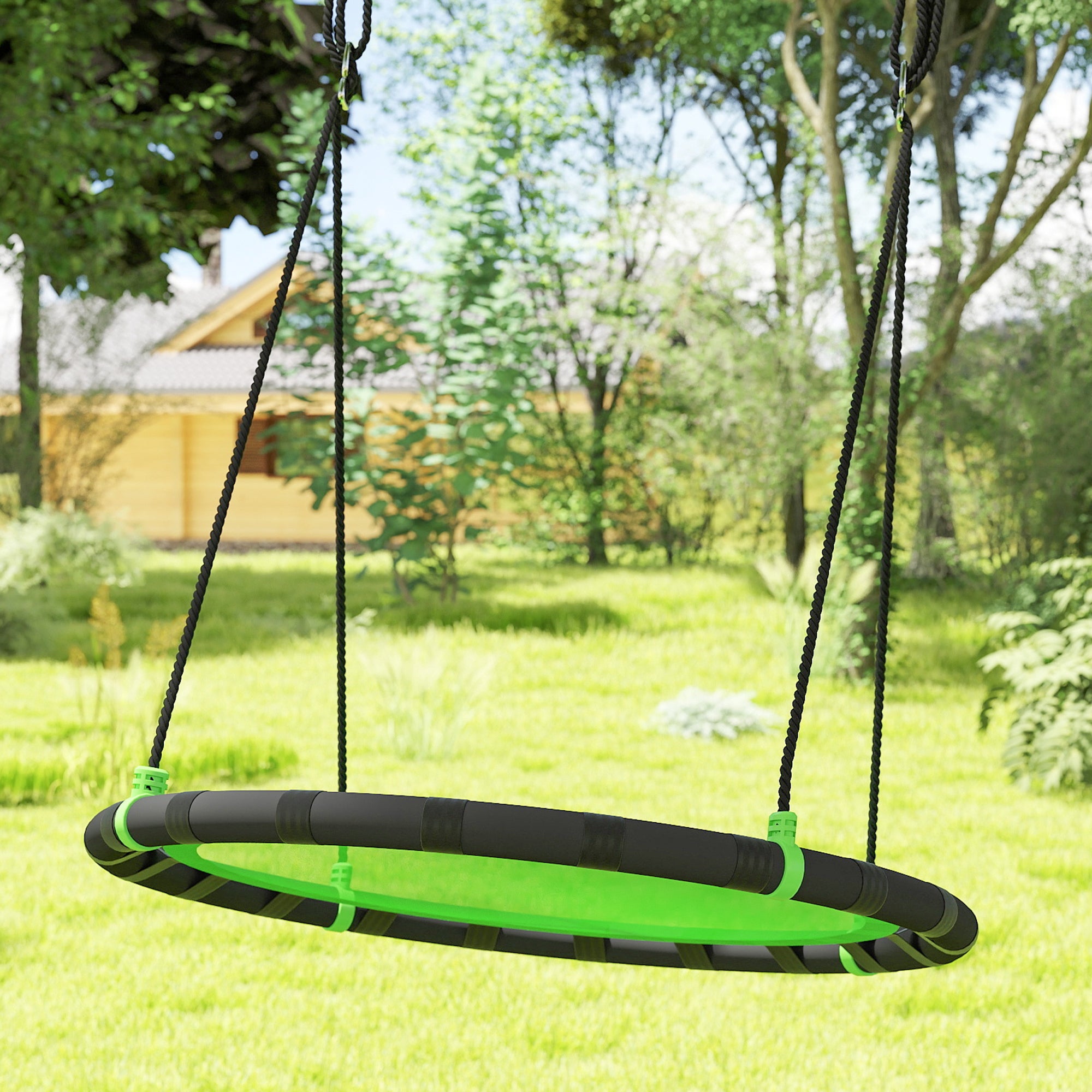 39 inch Saucer Tree Swing Set for Kids with Adjustable Hanging Ropes for Outdoor, Backyard, Green Gym Sets & Swings at Gallery Canada