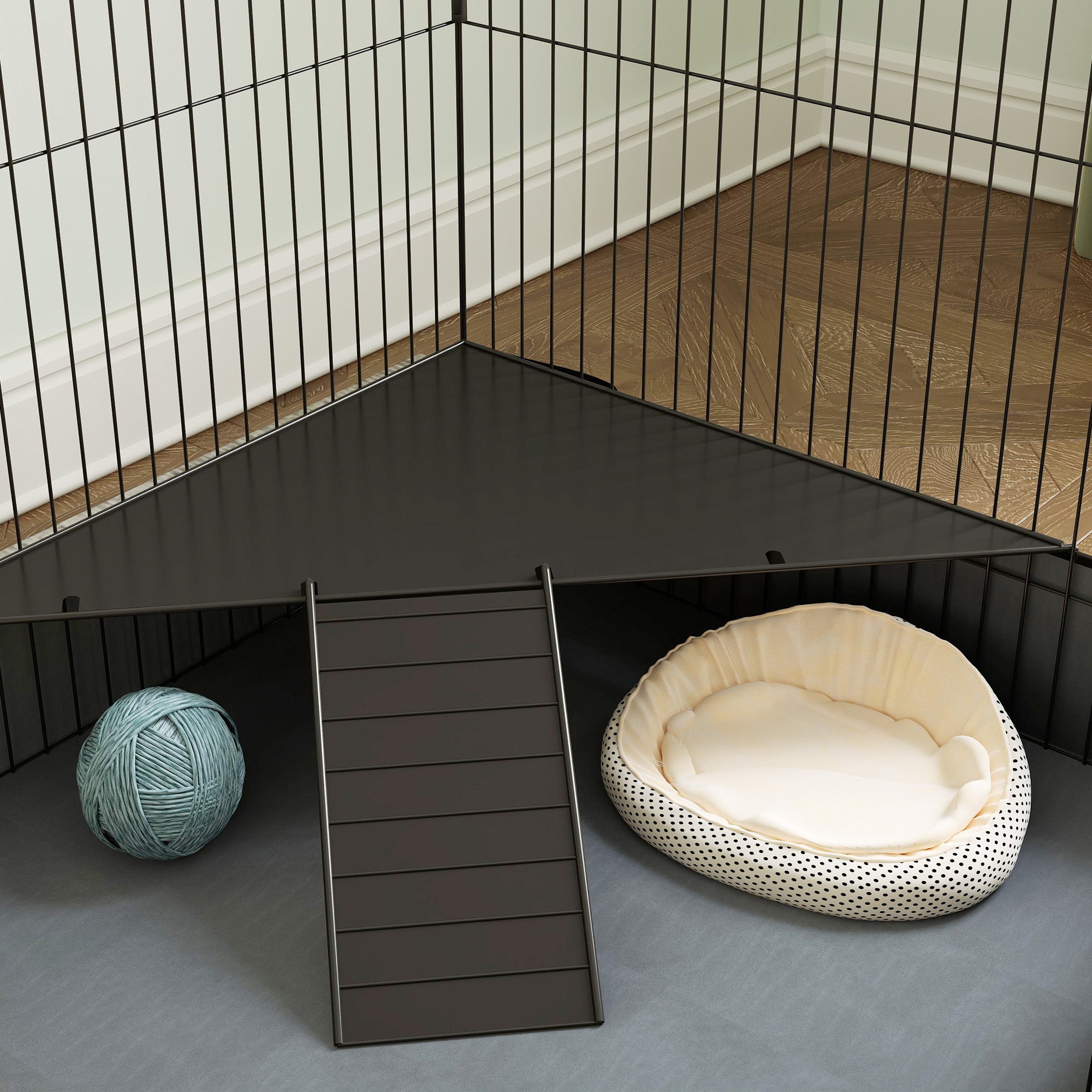 Guinea Pig Cage with Removable Top, 2 Separate Area, Waterproof Bottom Liner, Ramp, Perch, for Rabbits, Hedgehogs Houses & Habitats at Gallery Canada