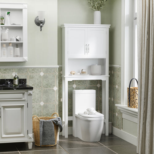 Over the Toilet Storage, Bathroom Cabinets Over Toilet, Cabinet Above Toilet with Doors and Shelves