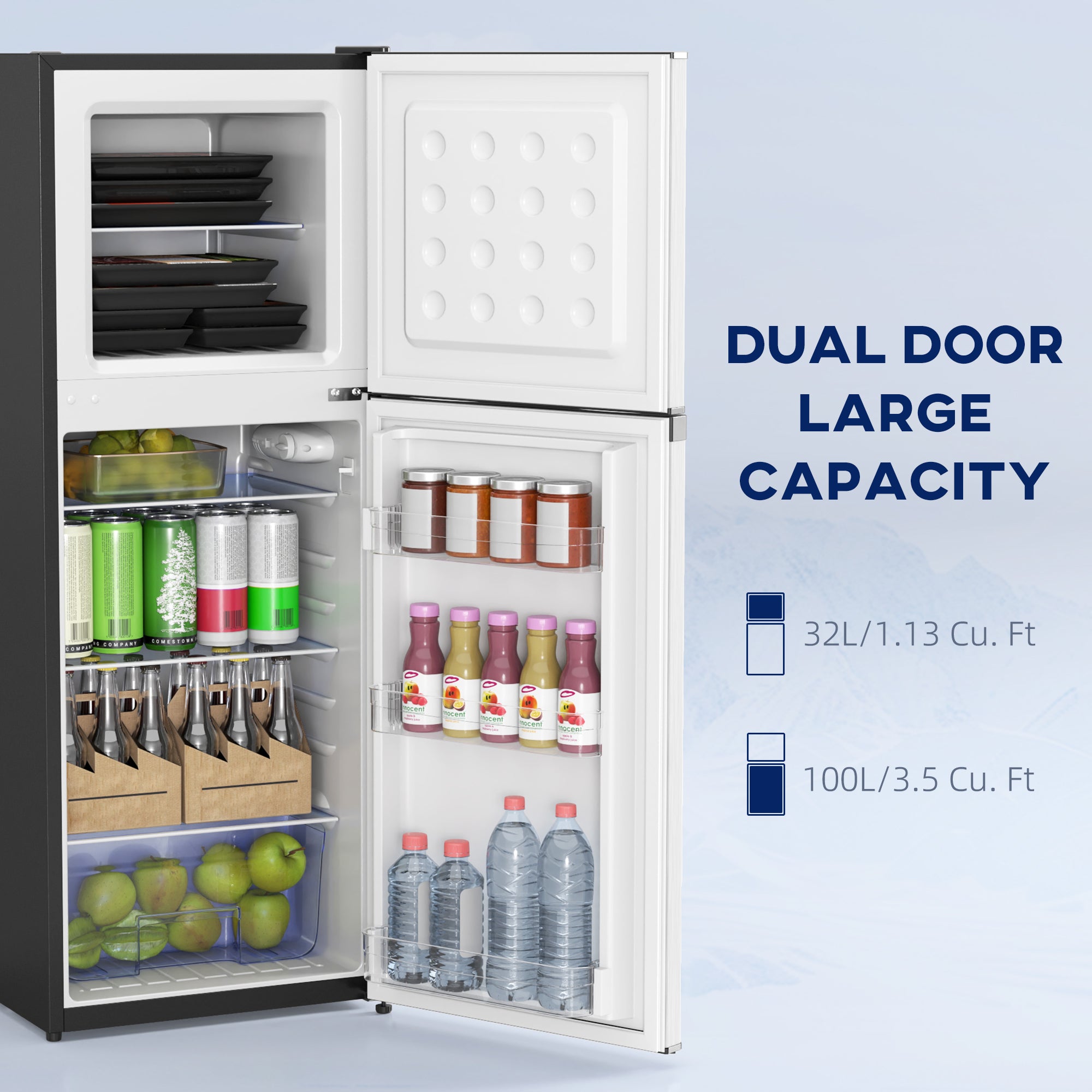 Double Door Mini Fridge with Freezer, 4.6 Cu.Ft Small Refrigerator with Thermostat, Shelves, Reversible Door, Silver Small Kitchen Appliances at Gallery Canada