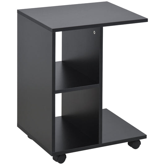 C-Shape Side Table End Table with Storage Open Shelf, Coffee Table on Wheels for Home Office Studio Black Side Tables Black  at Gallery Canada