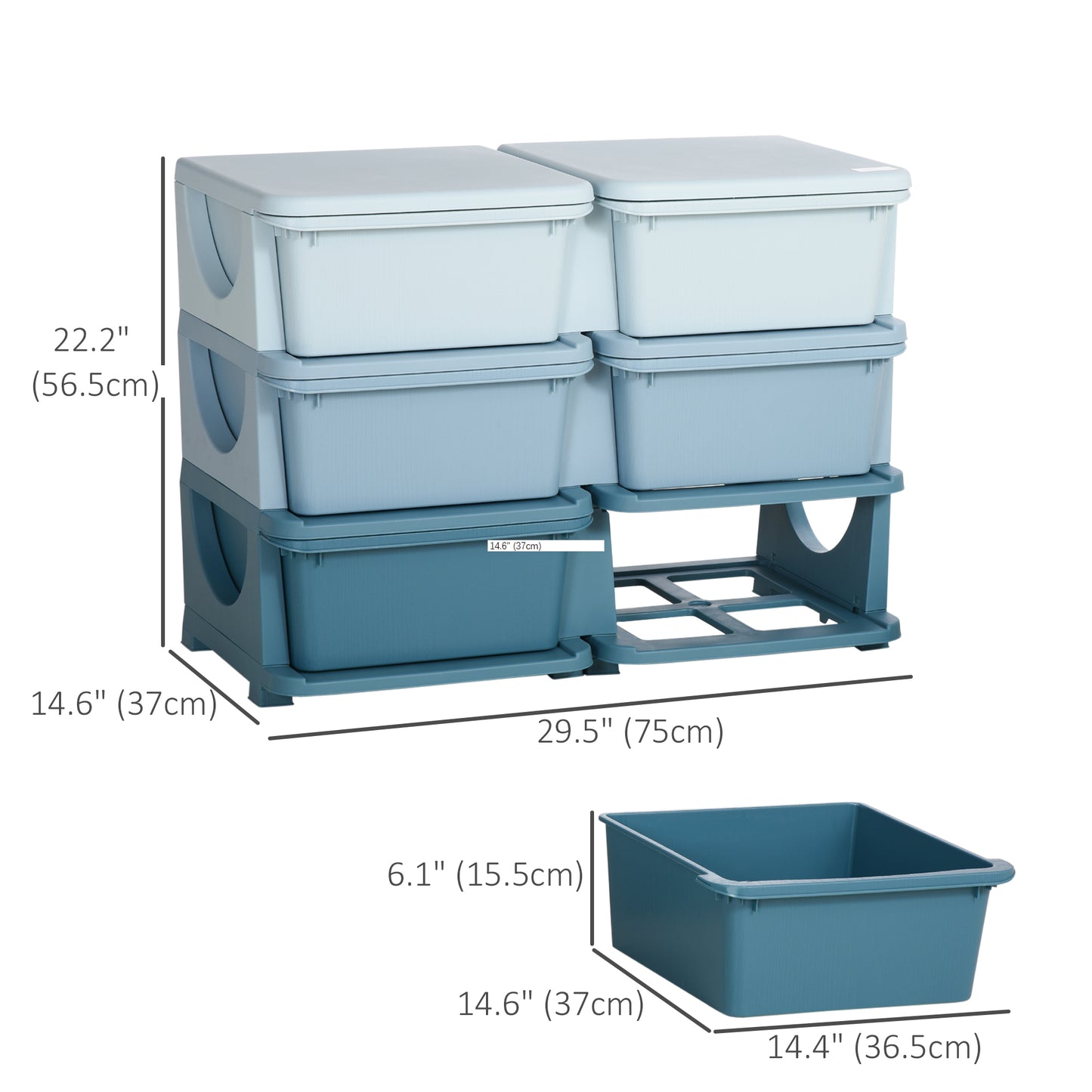 3 Tier Kids Toy Organizer and Storage Bins with 6 Plastic Drawers, Blue Baby & Kids Storage   at Gallery Canada