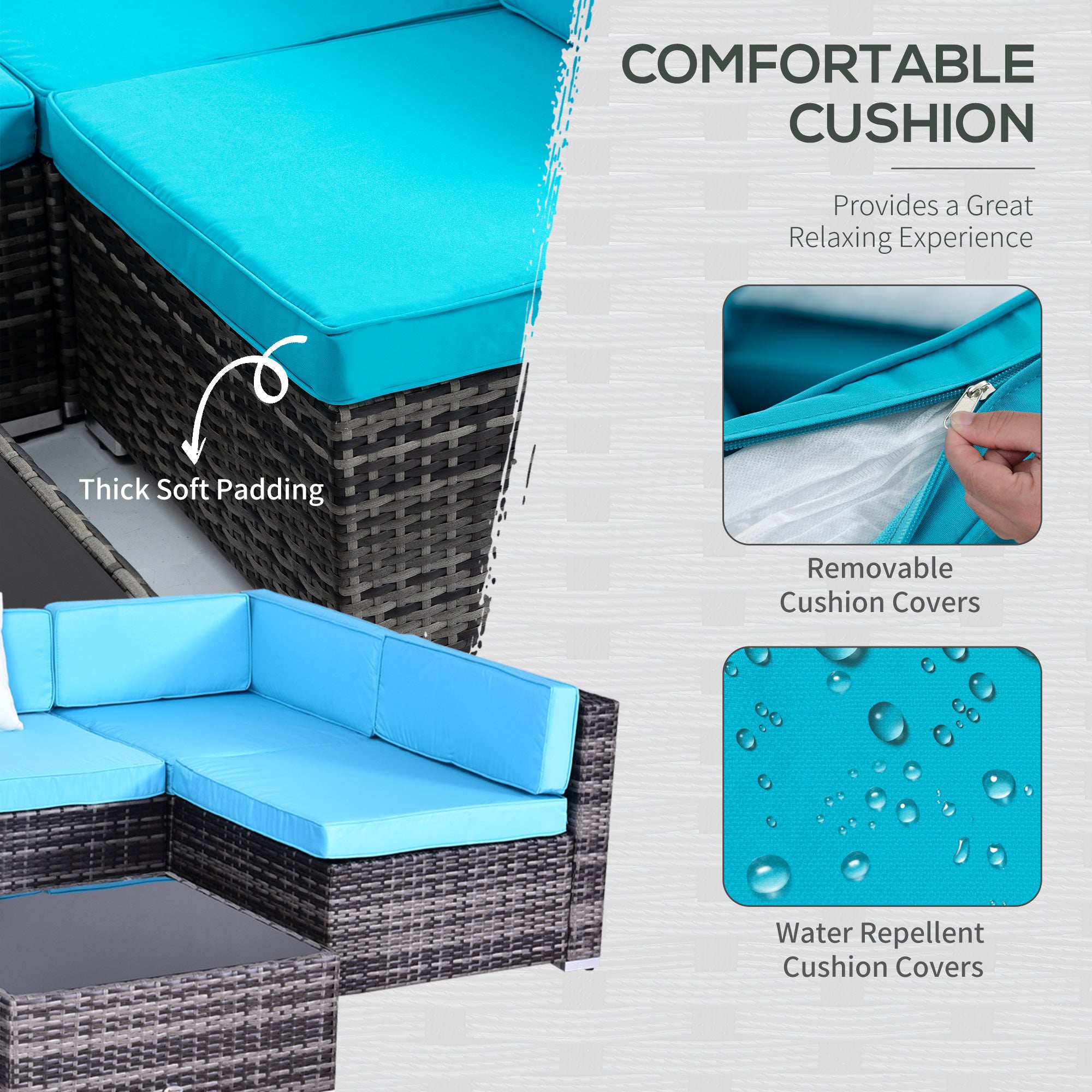 7 Pieces Outdoor Rattan Furniture Set, Patio Wicker Sectional Conversation Sofa Set w/ Cushions &; Coffee Table Patio Furniture Sets at Gallery Canada