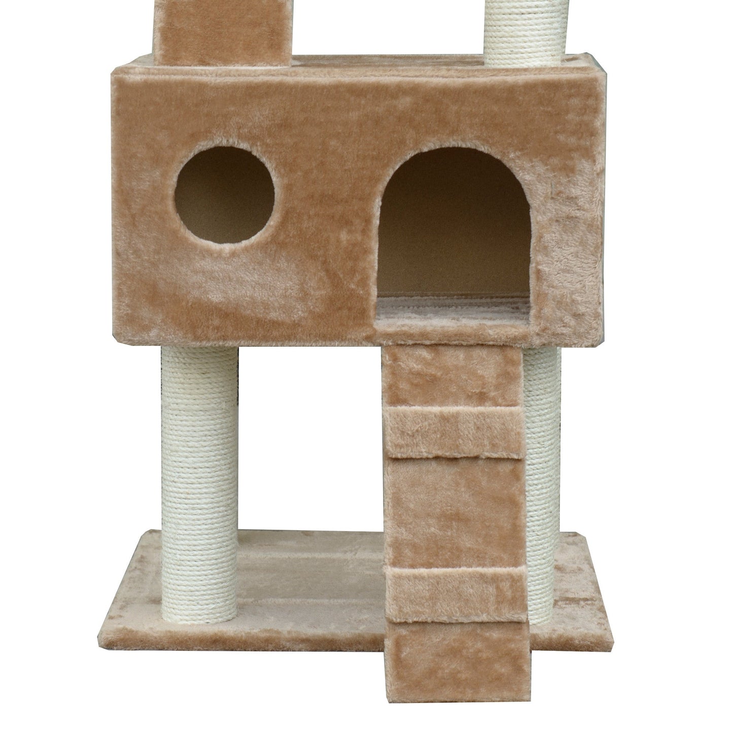 71-Inch Cat Tree Furniture Pet Tower House with Scratch Post and Condo, Beige Cat Towers   at Gallery Canada