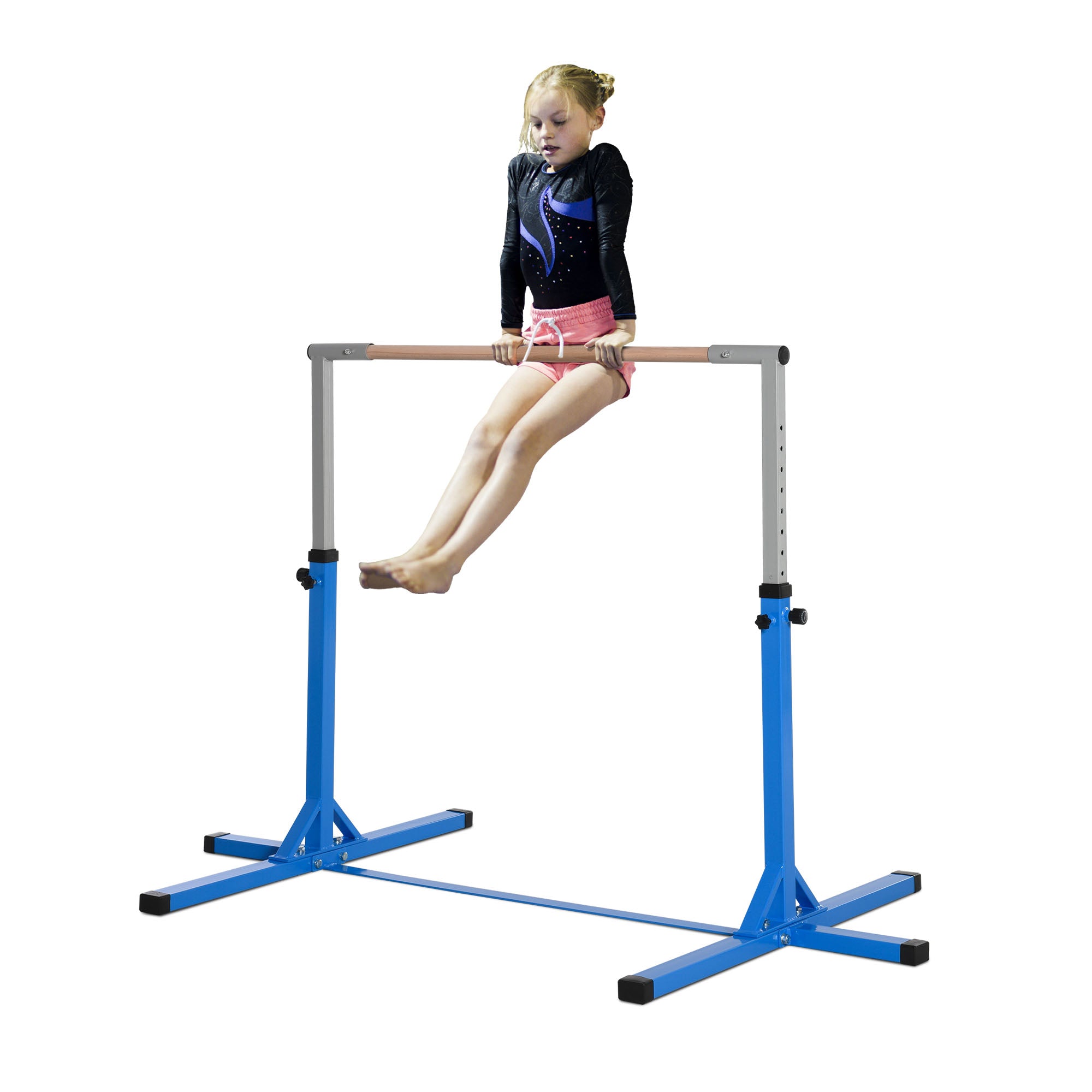 Professional Gymnastics Bar for Kids, Toddler Home Gymnastics Equipment with 13-level Adjustable Height, Blue Baby Gym & Playmats at Gallery Canada