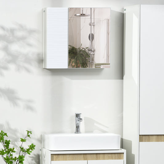 Wall Mounted Bathroom Medicine Cabinet Mirrored Cabinet with Hinged Door 2-Tier Storage and Adjustable Shelves White Mirror Medicine Cabinets   at Gallery Canada