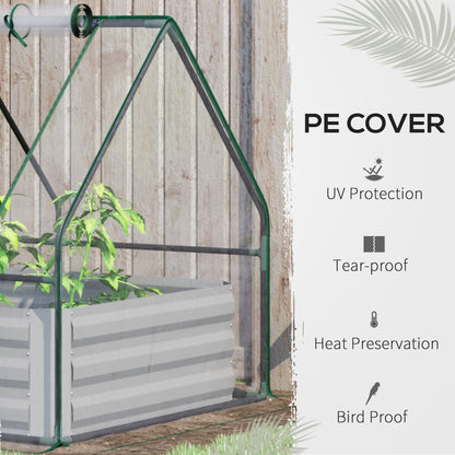 Steel Outdoor Raised Garden Bed with Greenhouse,Cover, Roll Up Door, Dual Use, 50"x37.4"x36.2", Clear Mini Greenhouses   at Gallery Canada