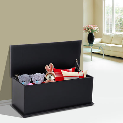 39.5" Lift Top Storage Chest with 2 Safety Hinges, Toy Box Organizer with Flip-Top Lid, Entryway Storage Bench, Black Storage Cabinets   at Gallery Canada