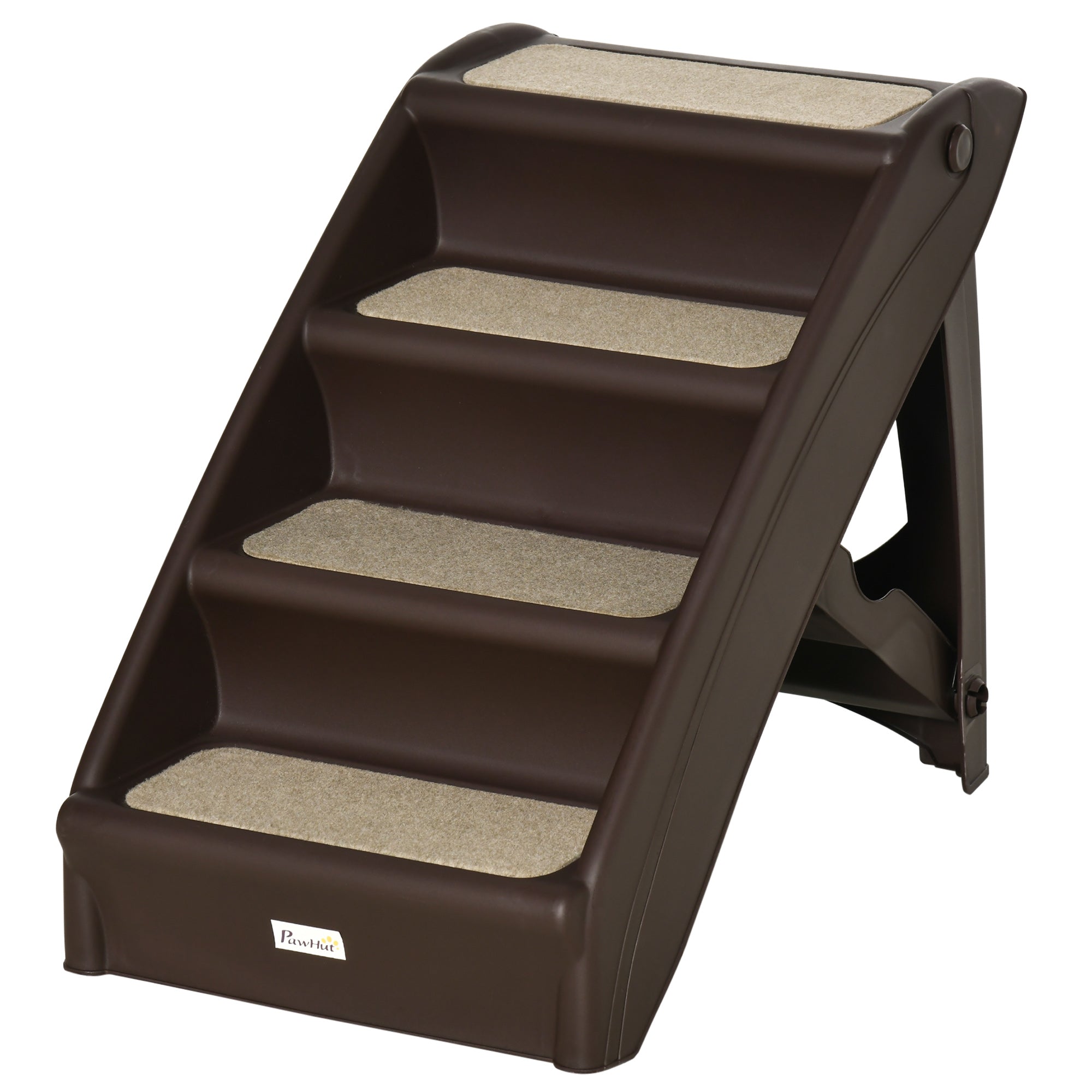 4-Level Portable Pet Stairs, Foldable Dog Ramp, Lightweight Cat Steps, with Nonslip Soft Mats, for High Bed, Sofa, Up to 44 lbs, Dark Brown Dog Stairs at Gallery Canada