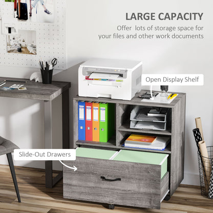 Lateral Filing Cabinet, Printer Stand, Mobile Office File Cabinet with Wheels for Letter and Legal Sized Files, Grey Office Cabinets & Cupboards   at Gallery Canada