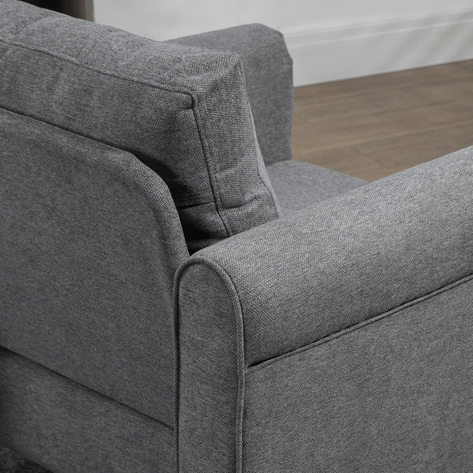 Vintage Armchair, Upholstered Accent Chair with Rolled Arms, Gourd-Shaped Rubber Wood Legs, Light Grey Accent Chairs   at Gallery Canada