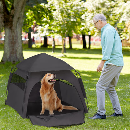 Pop Up Dog Tent for Large, Extra Large Dogs, Portable Pet Playpen Tent for Beach, Backyard, Home, Grey Houses, Kennels & Pens   at Gallery Canada