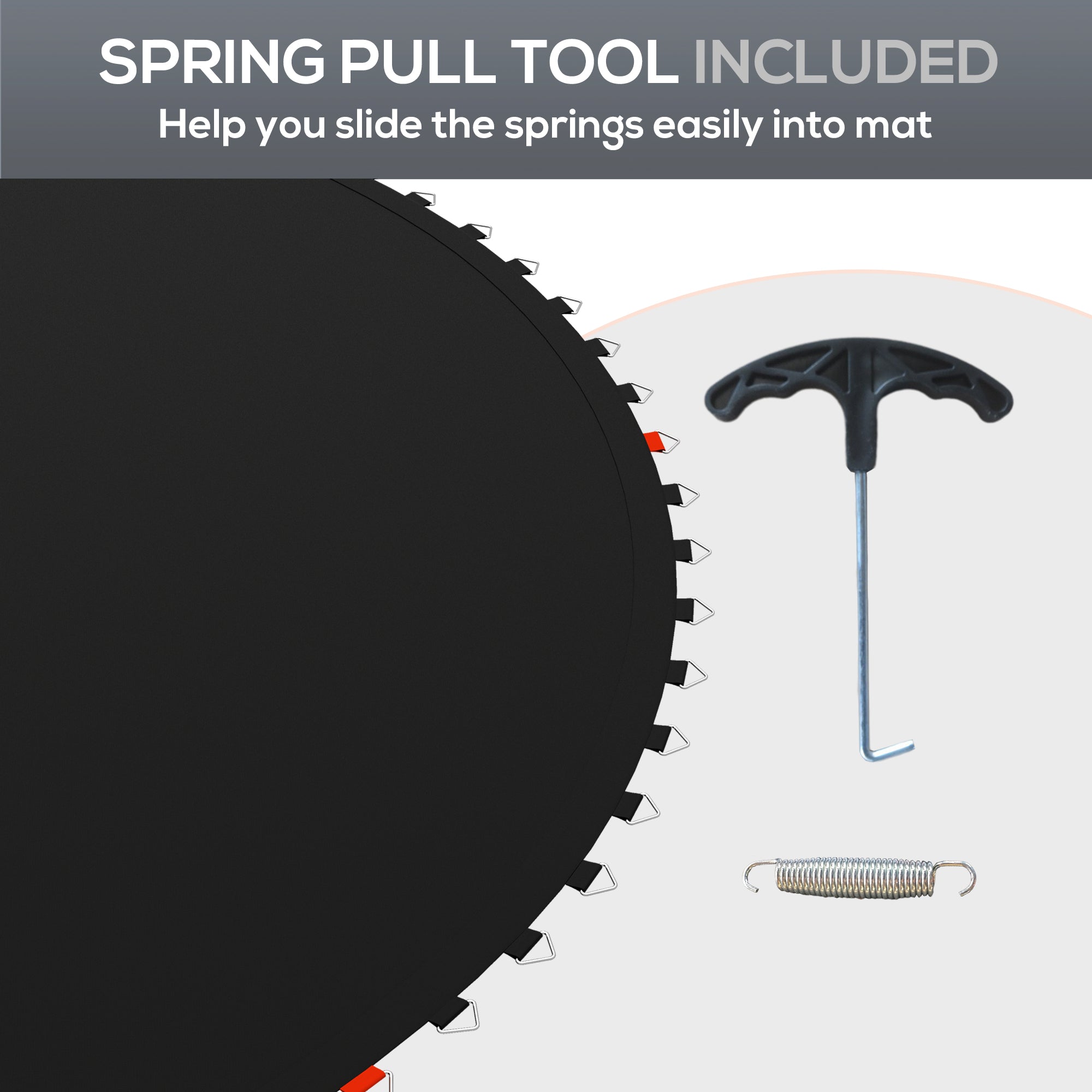 Trampoline Mat Replacement with Spring Pull Tool and 54 V-Hooks, Fits 10ft Trampoline, Using 5.5