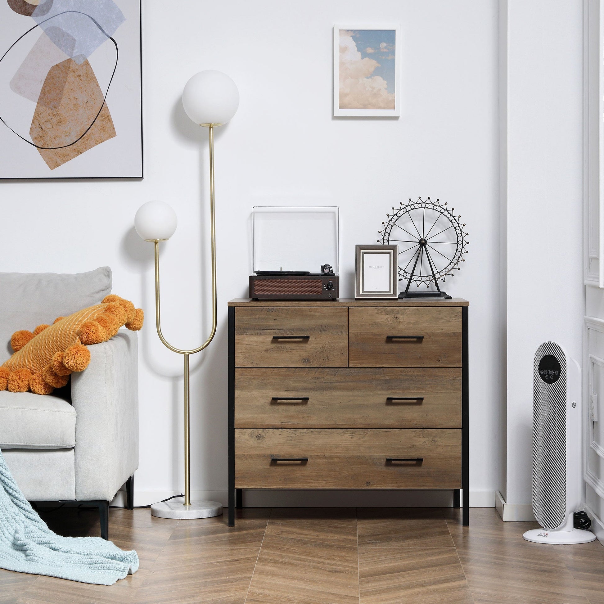 4 Drawer Dresser, Chest of Drawers with Metal Frame and Handles for Bedroom, Brown Storage Cabinets   at Gallery Canada