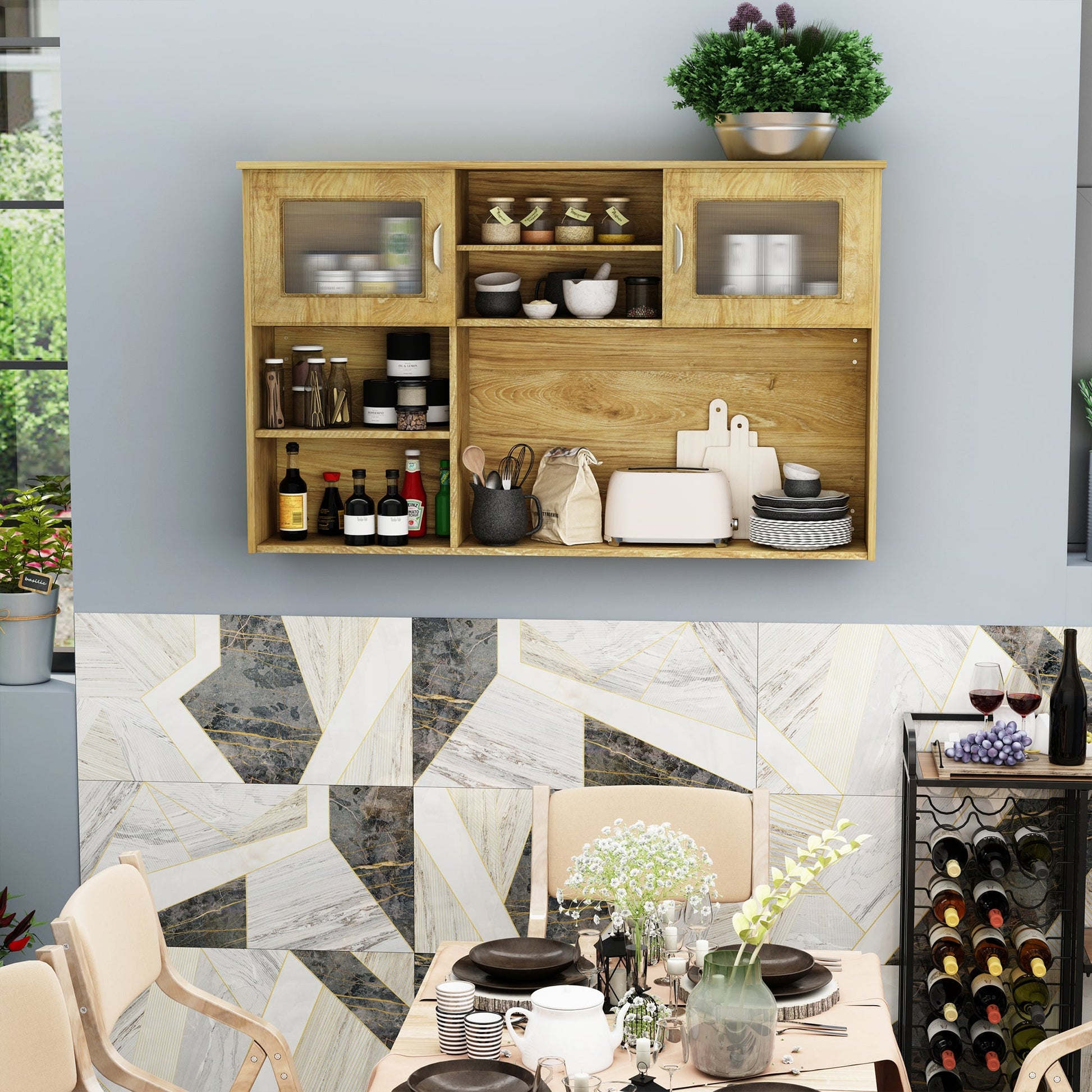 Sturdy Kitchen Storage Sideboard Buffet Table Top Hutch Cabinet w/ Acrylic Door Bar Cabinets   at Gallery Canada