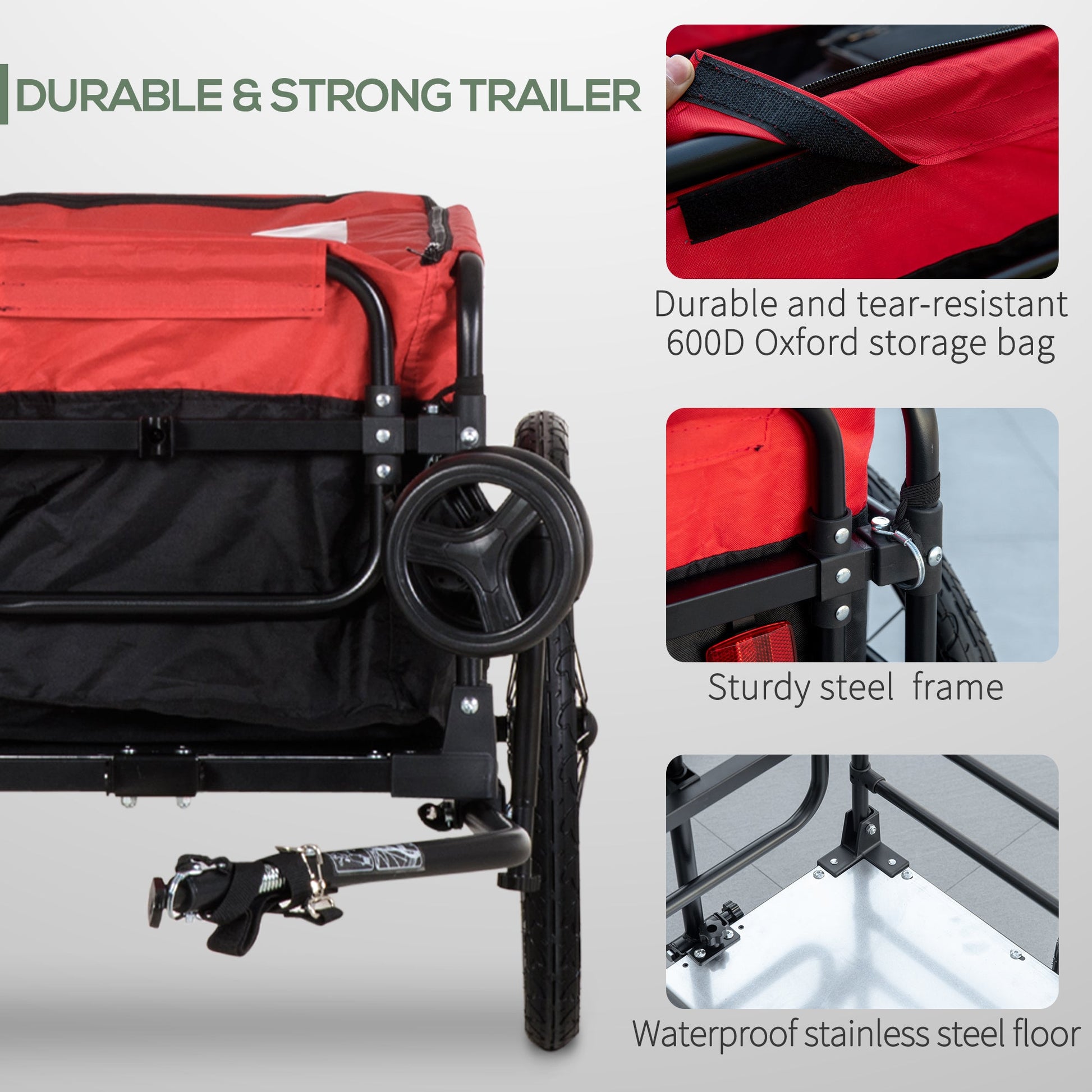 Bike Cargo Trailer &; Wagon Cart, Multi-Use Garden Cart with Removable Box, 20'' Big Wheels, Reflectors, Hitch and Handle, Red Bike Cargo Trailers   at Gallery Canada