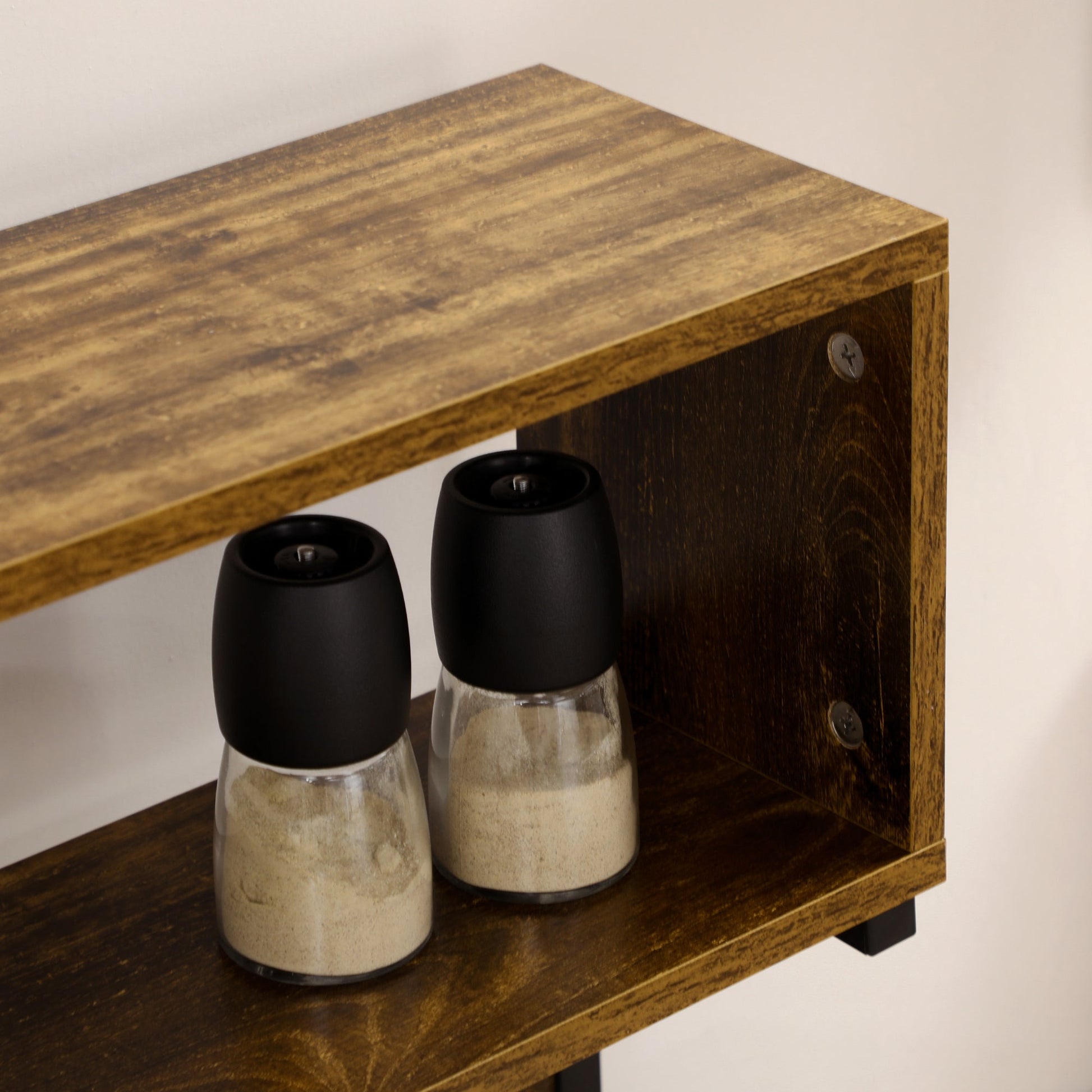 Baker's Rack with Charing Station, Microwave Shelf with Power Outlet, USB Charger and 5 Hooks, Rustic Brown Storage Cabinets   at Gallery Canada