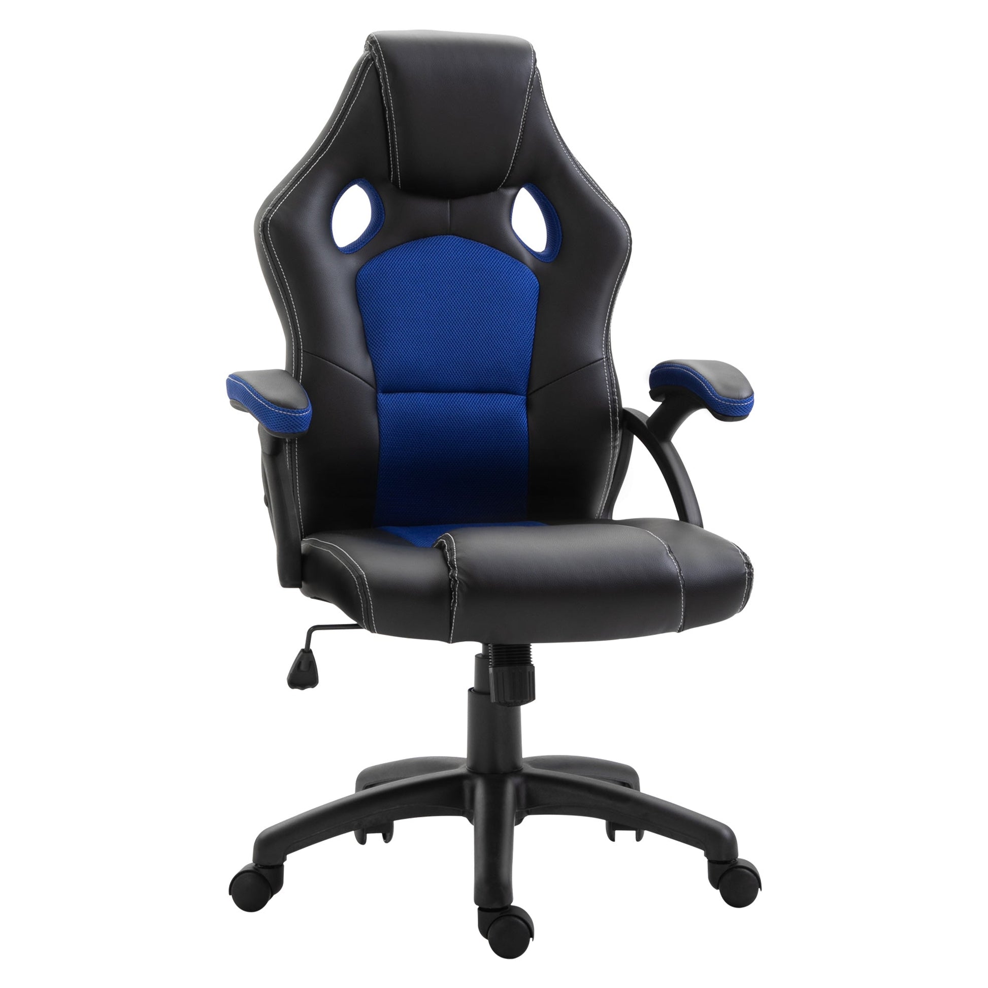 PU Leather Gaming Chair High Back Office Chair with Adjustable Height, Computer Gamer Chair, Blue Video Game Chairs Blue and Black  at Gallery Canada