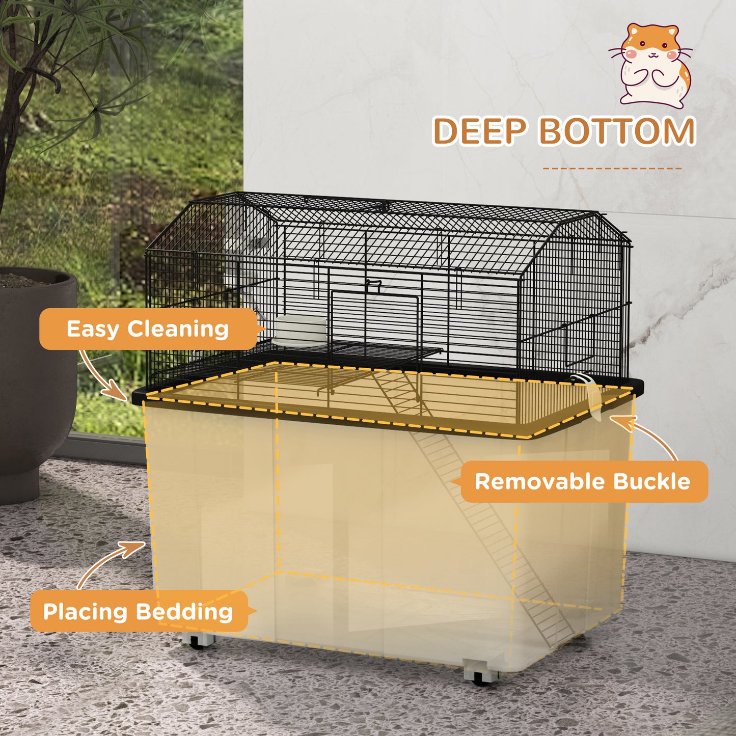 Hamster House Gerbil Habitat for Dwarf Hamster, Syrian Hamster with Wheels, Detachable Bottom - Black Hamster Cages   at Gallery Canada