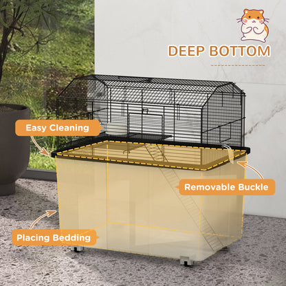 Hamster House Gerbil Habitat for Dwarf Hamster, Syrian Hamster with Wheels, Detachable Bottom - Black Hamster Cages   at Gallery Canada