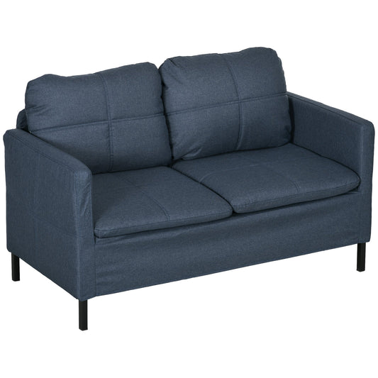 53" 2 Seat Sofa, Upholstered Two Seater Couch with Sturdy Steel Legs for Bedroom, Living Room, Dark Blue 2-Seater Sofas Dark Blue  at Gallery Canada