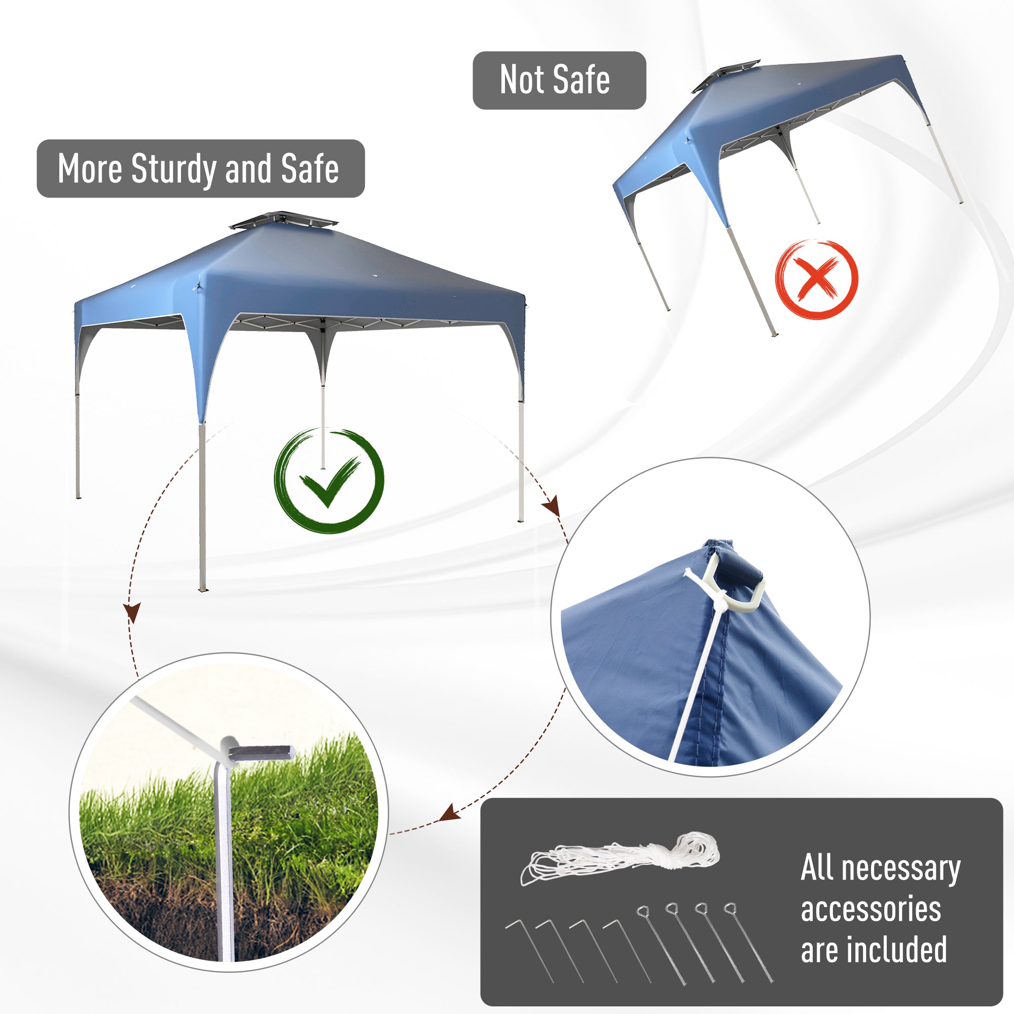 10'x10' Pop Up Canopy, Easy Set Up Party Tent with 2 Tier Vented Roof and Carrying Bag for Outdoor, Garden, Camping, Blue Pop Up Canopies at Gallery Canada