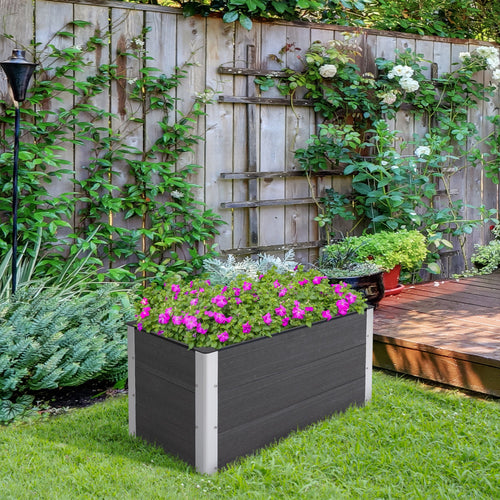 3' x 2' x 2' Raised Garden Bed, Wood Plastic Planter Box for Flowers, Vegetable, Herb, Grey