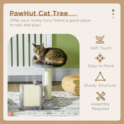 17" Cat Scratching Tree Kitty House Kitten Activity Centre Pet Bed Post Furniture with Hanging Toy (Grey) Cat Posts   at Gallery Canada