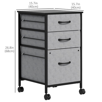 Industrial Mobile Vertical Filing Cabinet with 3 Drawers, Printer Stand, Dark Grey Office Cabinets & Cupboards   at Gallery Canada