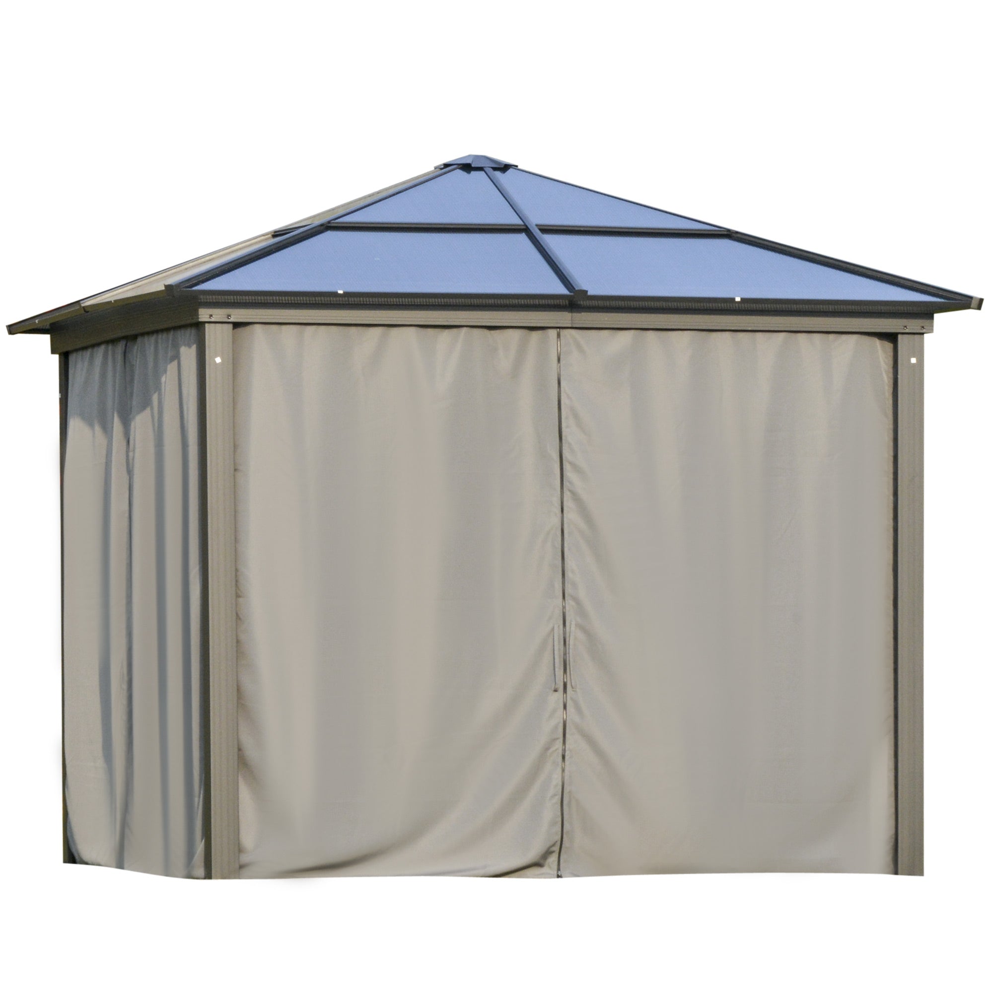 10x10ft Hardtop Gazebo with Aluminum Frame, Polycarbonate Gazebo Canopy with Curtains and Netting Gazebos at Gallery Canada