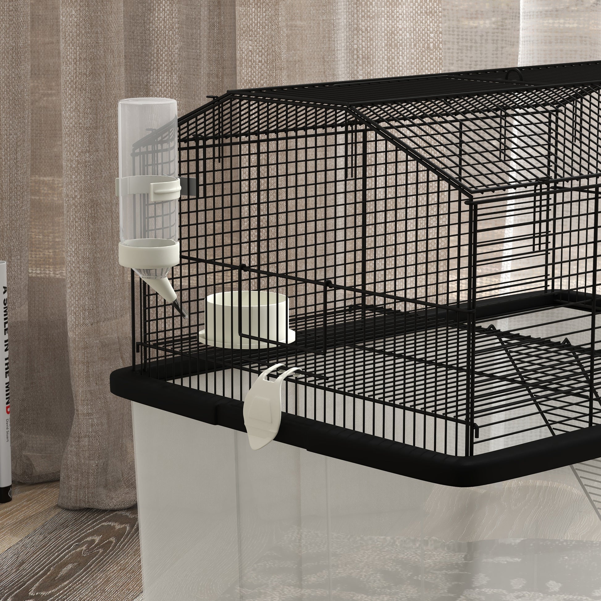 Hamster House Gerbil Habitat for Dwarf Hamster, Syrian Hamster with Wheels, Detachable Bottom - Black Hamster Cages   at Gallery Canada