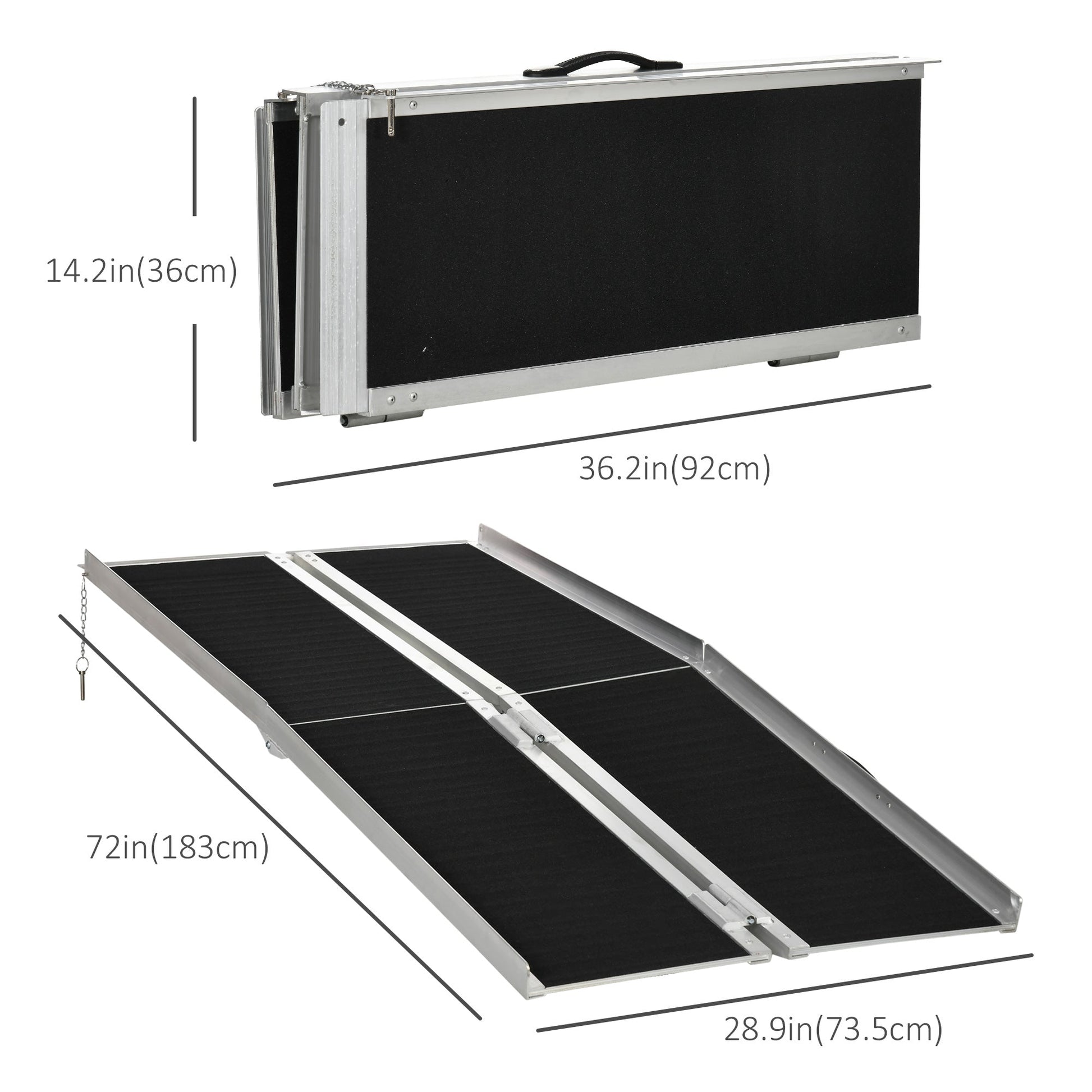 6ft Wheelchair Ramp Scooter Mobility Non-Skid Layering Portable Foldable Aluminium Knee Walker & Wheelchair Ramps Silver and Black  at Gallery Canada