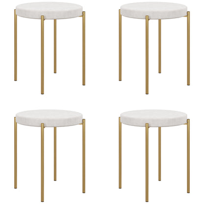 Backless Round Dining Chairs, Modern Stacking Stools Set of 4, Kitchen Chairs with Metal Legs, Cream White Dining Chairs   at Gallery Canada