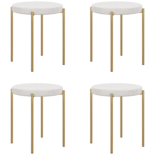 Backless Round Dining Chairs, Modern Stacking Stools Set of 4, Kitchen Chairs with Metal Legs, Cream White Dining Chairs   at Gallery Canada