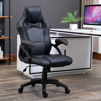 PU Leather Gaming Chair High Back Office Chair with Adjustable Height, Computer Gamer Chair, Grey Video Game Chairs   at Gallery Canada