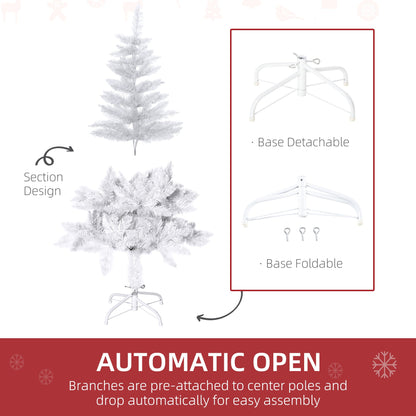 4ft Artificial Christmas Tree with Pine Realistic Branches, Auto Open, for Indoor Decoration, White Artificial Christmas Trees   at Gallery Canada