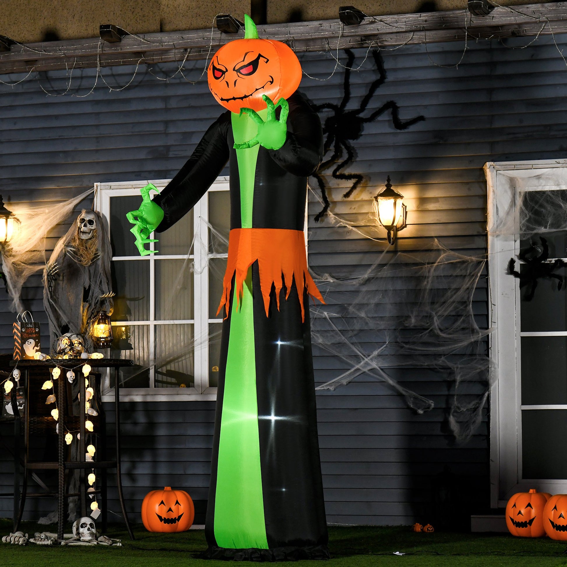 9ft Inflatable Halloween Decoration Pumpkin Head Ghost, Blow-Up Outdoor LED Display for Lawn, Garden, Party Halloween Decorations   at Gallery Canada