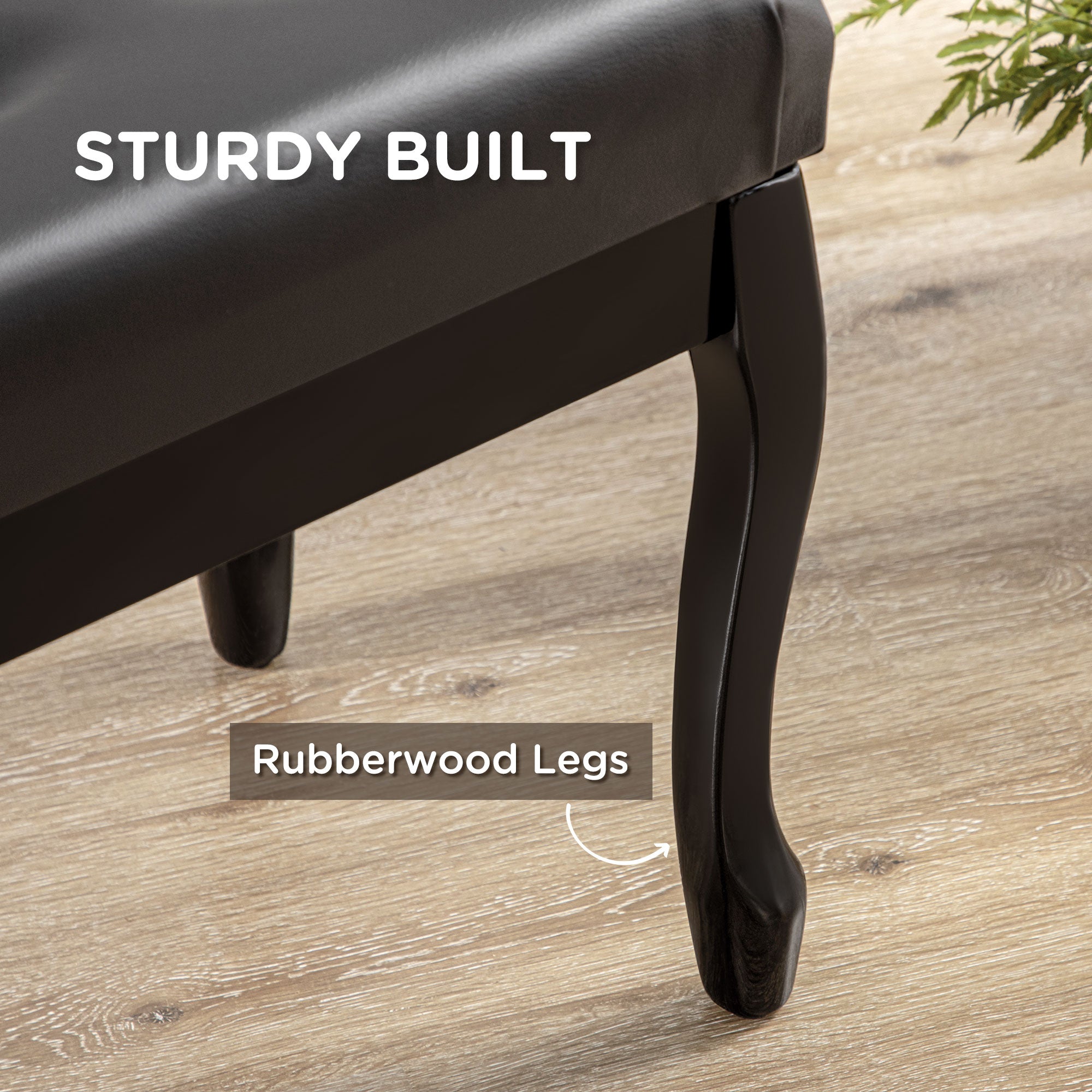Adjustable Height Piano Bench Stool, PU Leather Button Tufted Padded Keyboard Seat with Rubber Wood Legs, Black Piano Benches at Gallery Canada