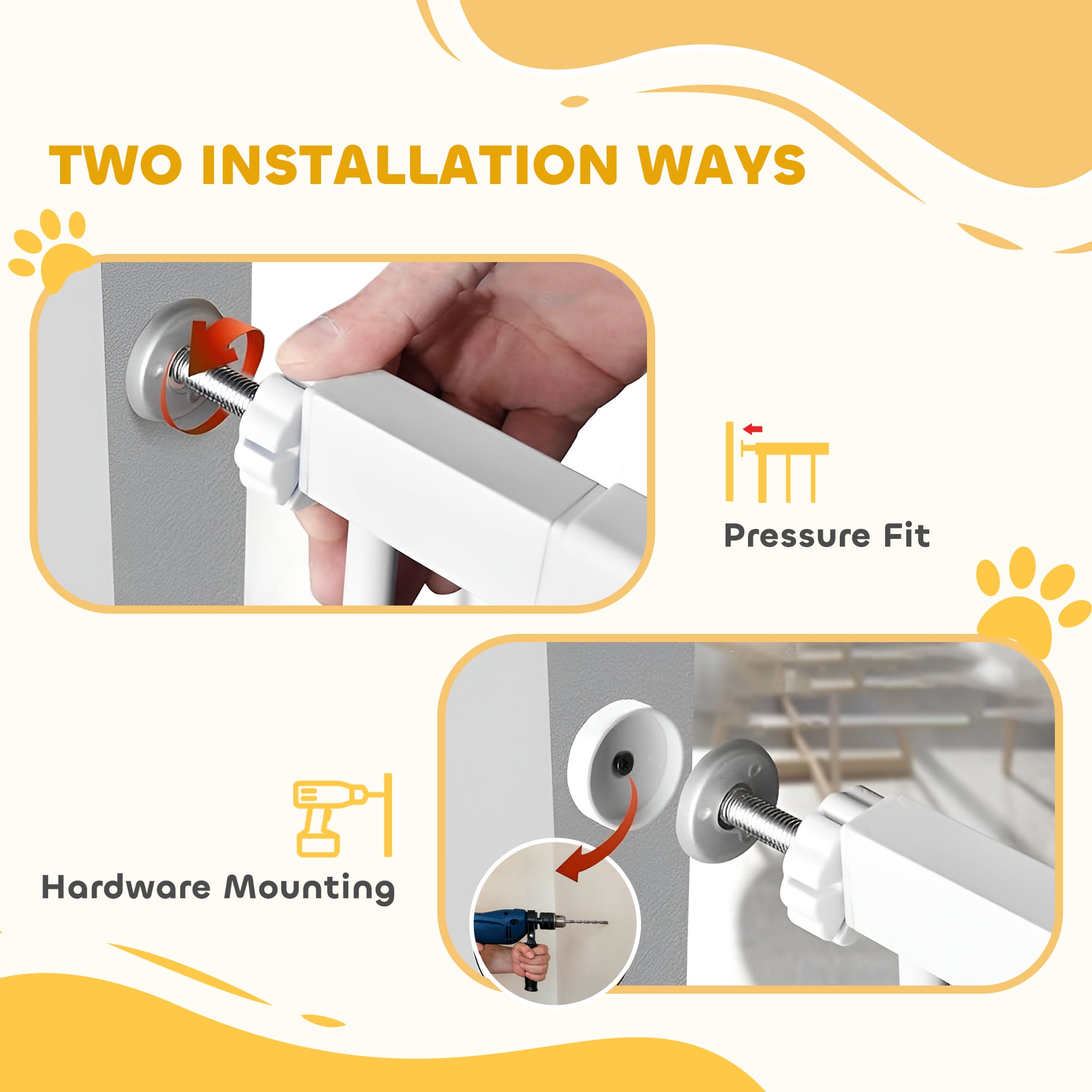 Dog Gate, Walk Through Pet Gate w/ Small Pet Door, Auto Close, for Doorways, House, Stair, 30