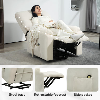 Lift Chair for Seniors, Microfibre Upholstered Power Recliner Chair with Remote, Quick Assembly, Cream White Sofas & Reclining Chairs at Gallery Canada