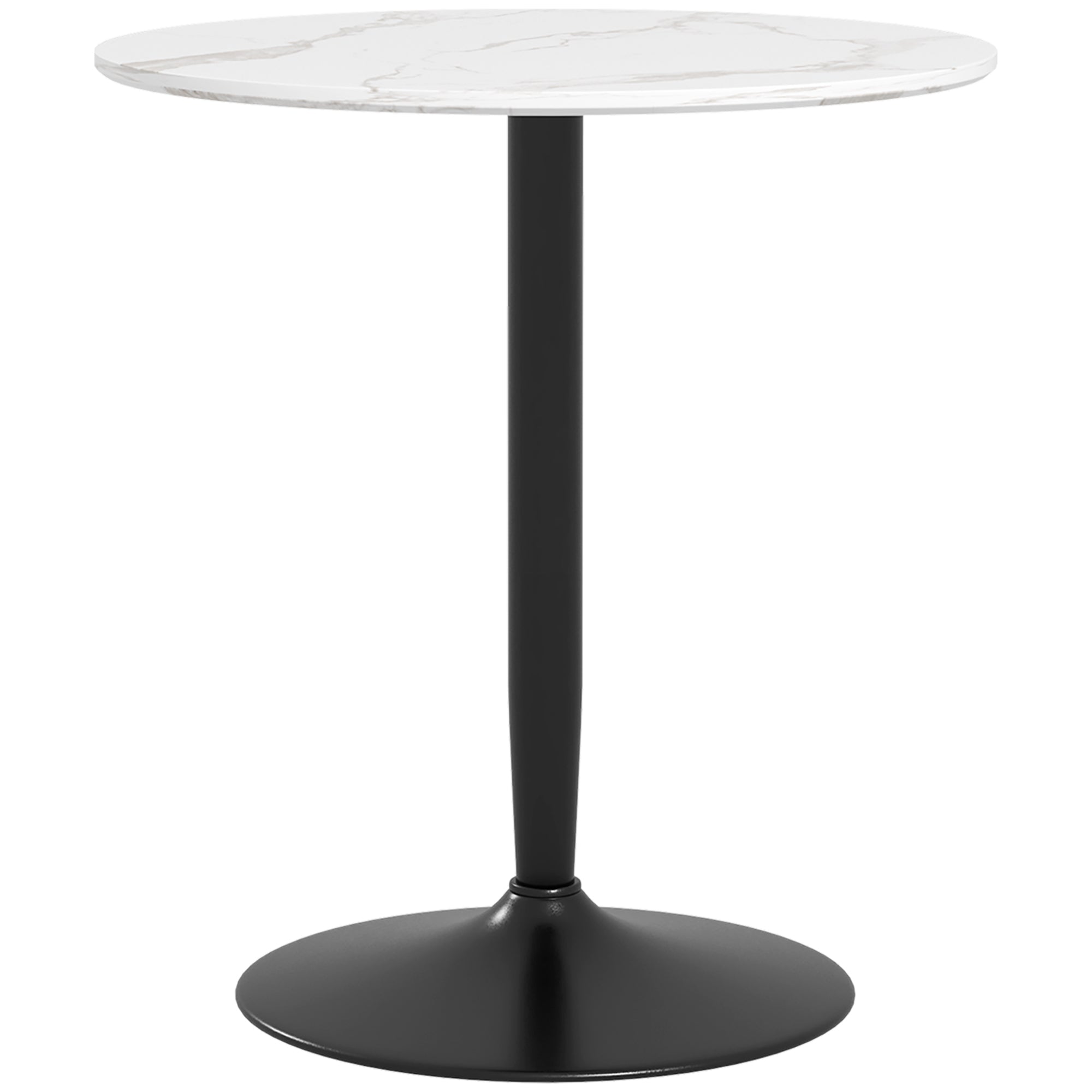 Modern Kitchen Table for 2, Round Dining Table with Steel Base for Living Room, Dining Room, White Marble Dining Tables   at Gallery Canada