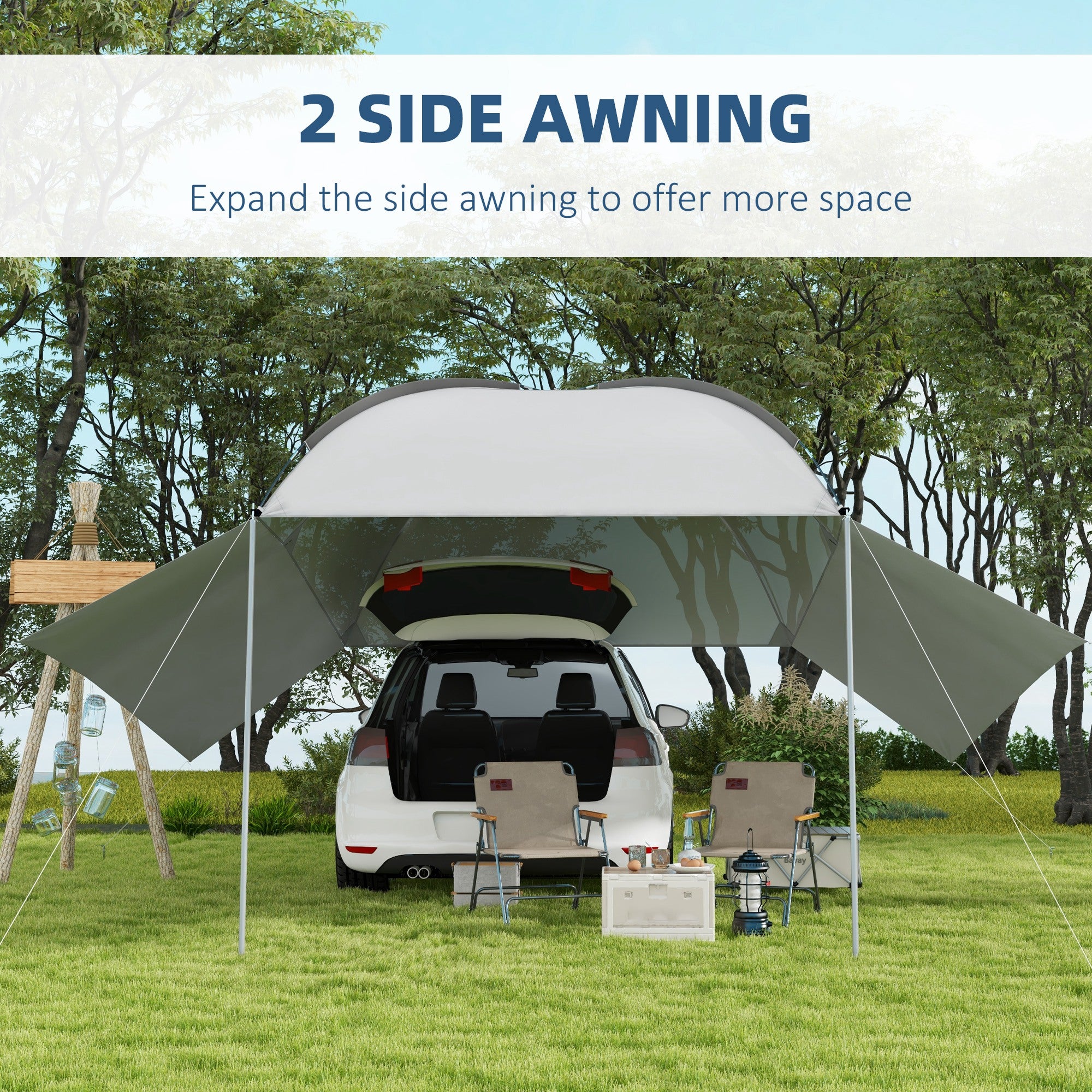 Portable SUV Tailgate Tent with Awning and 2 Side Walls, Rooftop Car Awning Sun Shelter, for Truck, RV, Van, Trailer Camping Tents at Gallery Canada