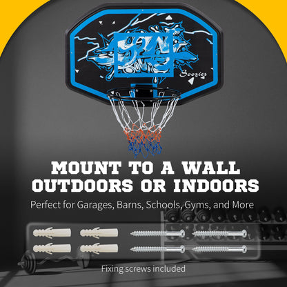 43" x 28" Wall Mounted Basketball Hoop for Kids & Adults, Indoor/Outdoor Use, Multi-Color Basketball   at Gallery Canada