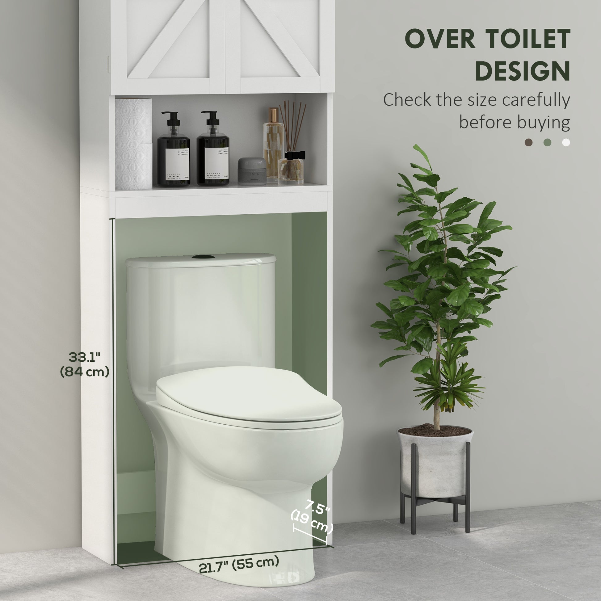 Over The Toilet Cabinet, Modern Bathroom Above Toilet Storage with Barn Doors and Open Shelf, White Over The Toilet Storage   at Gallery Canada