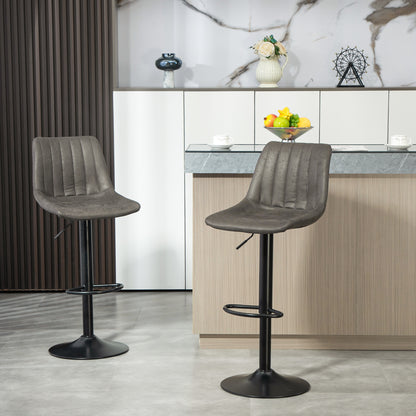 Counter Height Bar Stools Set of 2, Adjustable Height Bar Chairs with Swivel Seat, Leathaire Upholstery Bar Stools   at Gallery Canada