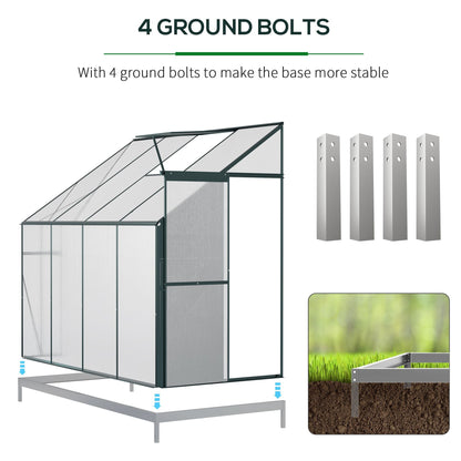 Walk-In Garden Greenhouse Aluminum Polycarbonate with Roof Vent for Plants Herbs Vegetables 8' x 4' x 7' Silver Walk In Greenhouses   at Gallery Canada