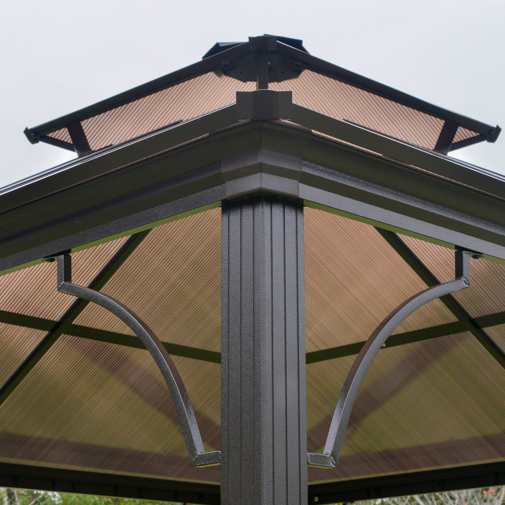 10' x 10' 2-Tier Outdoor Gazebo Canopy with Polycarbonate Roof, Curtains and Netting, for Garden, Deck, Beige Gazebos at Gallery Canada